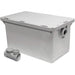 Canplas Endura grey polyethylene grease trap with smooth rectangular body, textured lid and flow control tee, angled