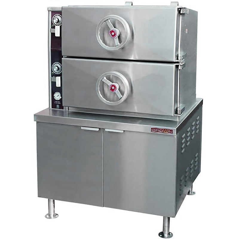 Crown EC-2 Electric Steaming Compartment Cooker with Cabinet Base - 16 Pan Capacity-Phoenix Food Equipment