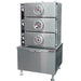 Crown EC-3 electric steaming compartment cooker with three stacked round-handle doors on a stainless cabinet base