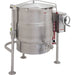 Crown ELT-100 electric tilting steam kettle, 100 gallon, stainless steel with hinged lid and side mounted hand wheel