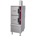 Crown ETP-10E-CS electric steaming cabinet with two stacked compartments on a stainless steel base, 10 pan capacity