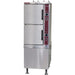 Crown GSX Series natural gas or propane steaming cabinet with two stacked compartments on a tall stainless steel base