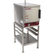 Crown SXN-4 electric countertop steaming cabinet, 4 pan capacity, shown mounted on a stainless steel stand with pan slides