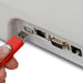 Detecto DL Series price computing scale, close-up of a USB flash drive being plugged into the rear data port