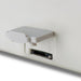 Detecto P225 thermal label printer, close-up of the side access door and card slot on the white housing
