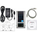 Detecto P225 thermal label printer shown with included power adapter, USB cable, quick start guide and driver CD