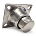 Duracold adjustable foot for glass door refrigerators, polished stainless steel leveling foot with mounting plate, side view