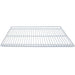 Duracold extra white epoxy-coated wire shelf for single glass door refrigerators, angled view of the full shelf