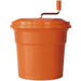 Dynamic E002 SD92 manual salad spinner, 5 gallon orange plastic bowl with lid and top crank handle