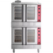 Ecomax JGC200-ES natural gas/propane double stacked convection oven in stainless steel with glass doors, front