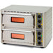 Equipex PZ-430D electric 17-inch double deck countertop pizza oven in stainless steel with both doors closed