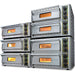 Equipex PZ-430D 17-inch double deck countertop pizza ovens shown in stacked configurations with other deck sizes