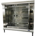 Equipex RBE-12 electric chicken rotisserie for 9 to 12 birds, stainless steel with glass doors, angled view