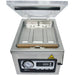 Eurodib Atmovac DIABLO12 chamber vacuum sealer with lid open showing stainless chamber and sealing bar, top view