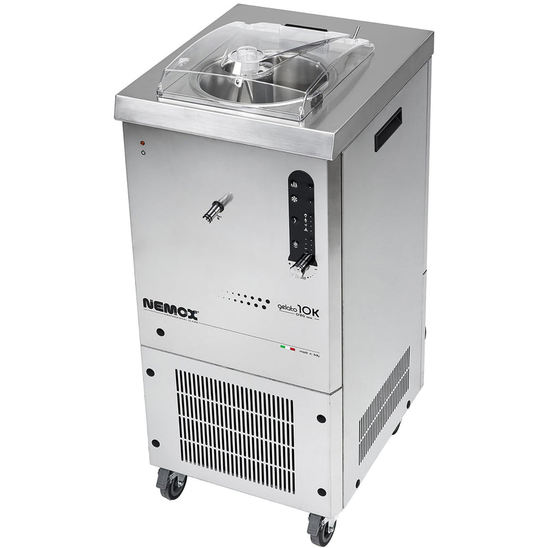Eurodib CREA 10K gelato ice cream maker, 14L/hr, stainless steel floor-standing unit on casters, front view