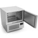 Eurodib ECOBLAST320 blast chiller/freezer with door open showing interior pan slides for steam table pans, angled view