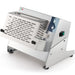 Eurodib P-ROLL-320/1+ stainless steel single pass dough sheeter with 13-inch roller and perforated guard, angled view