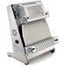 Eurodib P-ROLL-420/2-RP+ double pass stainless steel dough sheeter with 17-inch rollers and perforated guards, angled