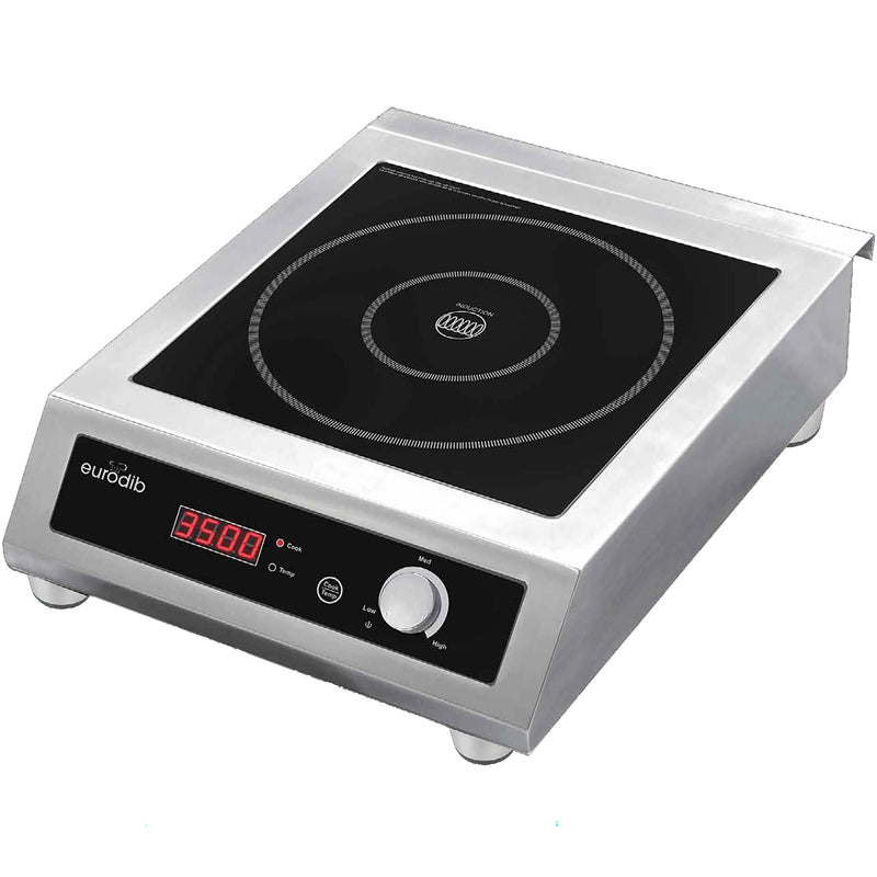 Eurodib SWI3500 super wide commercial induction cooker, 3500W, black glass top with digital display and knob