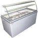 Excellence HBG-4HC 29-inch gelato dipping freezer, white cabinet with stainless pans under a curved glass canopy