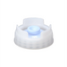 FIFO dispensing cap in white plastic with a light blue valve in the centre, another valve size option