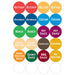 FIFO label sheets with colour-coded round sauce labels such as ketchup, mustard, mayonnaise, ranch and BBQ