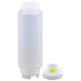 FIFO squeeze bottle, another tall size option, clear plastic bottle shown with a white cap and yellow dispensing valve