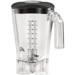 Hamilton Beach 6126-650R extra 1.8L blender container in clear plastic with black lid, handle and blade assembly