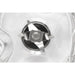 Hamilton Beach HBB908R commercial bar blender, top-down close-up of the stainless steel blade inside the jar