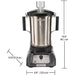 Hamilton Beach HBF1100SR Expeditor 4L culinary blender dimension drawing showing height, width and depth