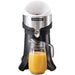 Hamilton Beach HCJ967 electric citrus juicer, front view dispensing orange juice into a glass pitcher below