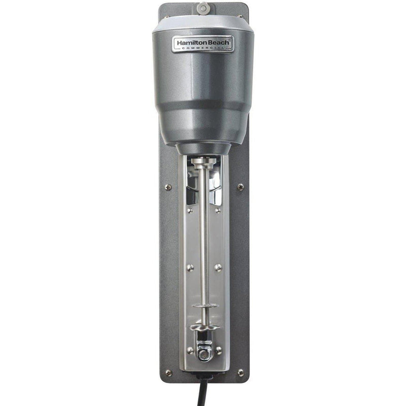 Hamilton Beach HMD300 wall-mounted single-spindle drink mixer in silver with wall bracket, front view