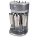 Hamilton Beach HMD400 series three-spindle milkshake mixer in grey, angled view with stainless steel mixing cups