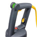 Hamilton Beach HMI series immersion blender, close-up of the handle with green speed dial and yellow lock button