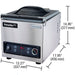 Hamilton Beach HVC254 chamber vacuum sealer dimension drawing showing 13.27 x 17.95 x 14.85 inch size