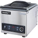 Hamilton Beach HVC254 chamber vacuum sealing machine in stainless steel with clear lid and digital panel, front
