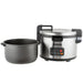 Hamilton Beach 37590 commercial 90 cup rice cooker/warmer shown with its removable black non-stick inner pot