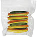 Hamilton Beach smooth in-chamber vacuum sealer bag, clear pouch sealed around stacked zucchini and pepper strips