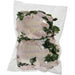 Hamilton Beach smooth in-chamber vacuum sealer bag, clear pouch sealed around raw chicken breasts with parsley