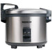 Hamilton Beach/Proctor Silex 37560R commercial 60 cup rice cooker/warmer, angled left view of the stainless body