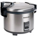 Hamilton Beach/Proctor Silex 37560R 60 cup rice cooker/warmer, angled right view showing the hinged lid and latch