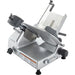 Hobart Centerline EDGE12 manual aluminum meat slicer viewed from the operator side showing carriage and blade guard