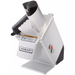 Hobart FP100 continuous feed food processor with aluminum feed head, discharge chute and front switches, angled view
