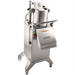 Hobart FP400i continuous feed food processor, stainless steel floor unit on casters with tall feed hopper, angled view