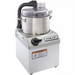Hobart FP41 4 qt bowl style food processor with clear lid, stainless steel bowl and grey Hobart base, angled view