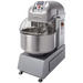 Hobart HSL180 dual speed 150 qt commercial spiral mixer, grey body with stainless steel bowl and wire guard, angled