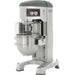 Hobart Legacy HL800-1STD 80 qt commercial planetary floor mixer, grey body with stainless steel bowl and guard, angled