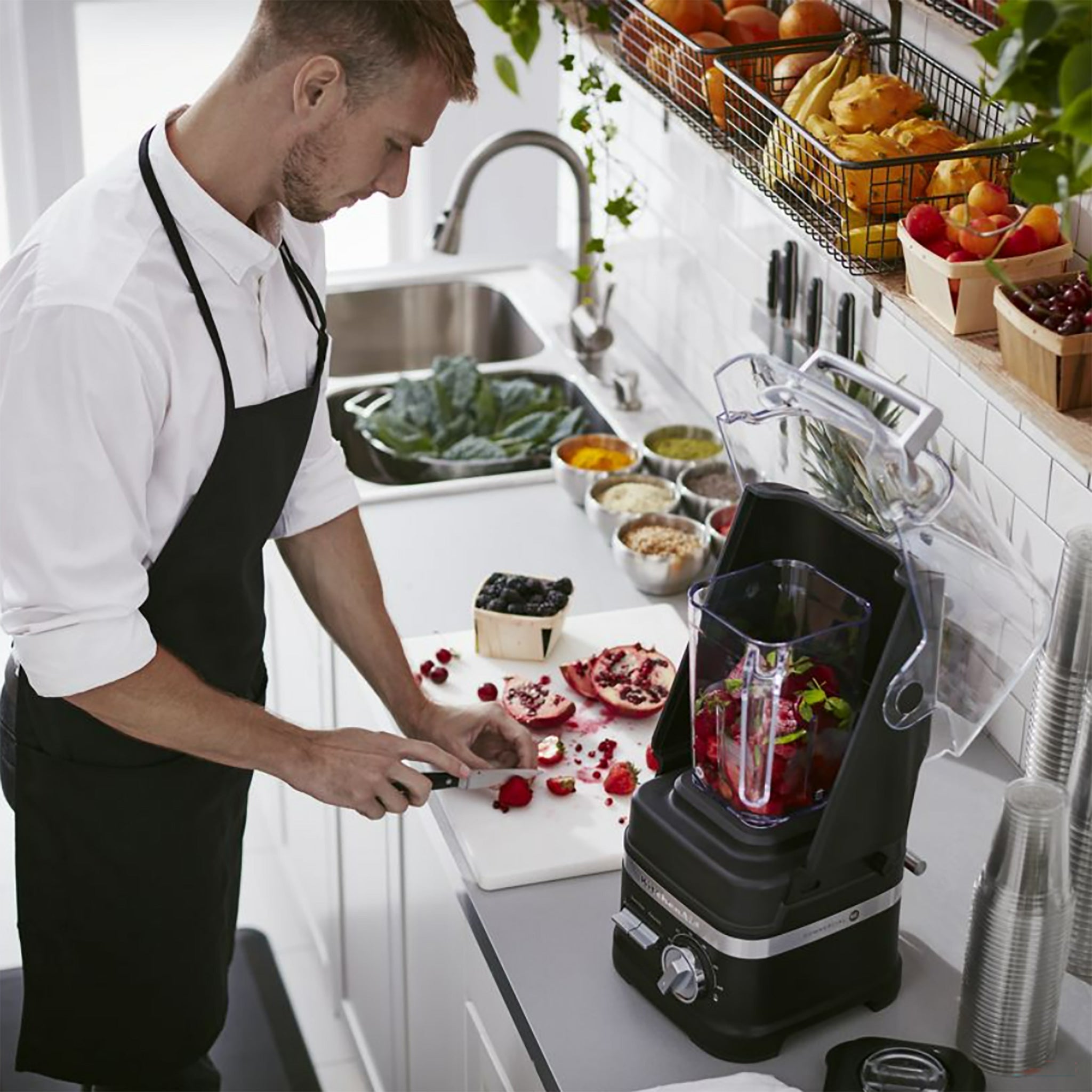 KitchenAid KSBC1B2BM Commercial Blender with Manual Controls & Sound Enclosure - 60 Oz/1.8L Capacity, 3 HP-Phoenix Food Equipment