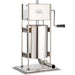 LEM 1111 Big Bite manual dual gear 25 lb vertical sausage stuffer in stainless steel with crank, front angle