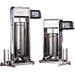 LEM 1219 Big Bite electric 20 lb stainless steel sausage stuffer shown side by side with a second stuffer model